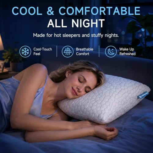 QUTOOL Cooling Memory Foam Pillow Set of 2 - Adjustable Firmness for Hot Sleepers