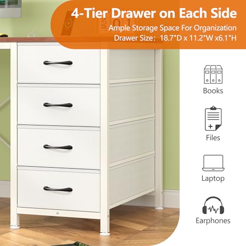 50-Inch Computer Desk with 8 Drawers and Integrated Power Outlets