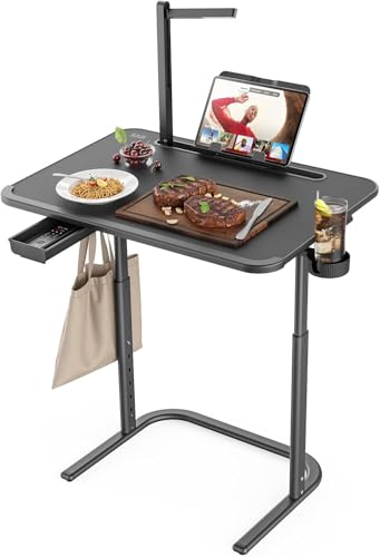 XXL Adjustable TV Tray Table with LED Lamp for Laptop and Couch Work