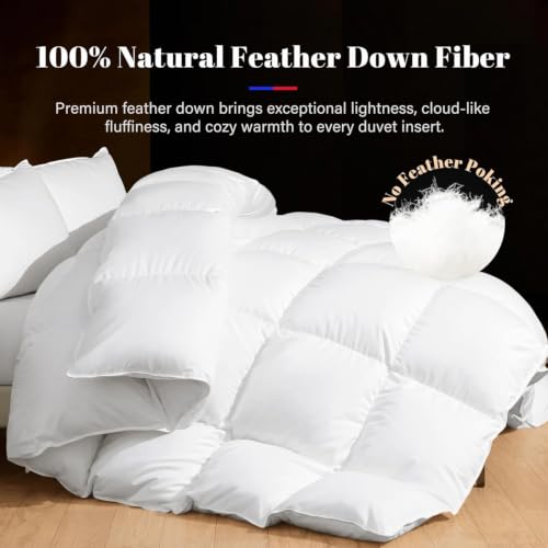 Queen Size Down Comforter – Lightweight Soft Duvet Insert, 90x90 in.