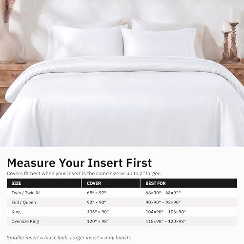 400 Thread Count 100% Cotton Sateen Full/Queen Duvet Cover Set, White