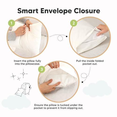 KeaBabies Toddler Pillowcase 13x18 - Organic Cotton Cover (Soft White)