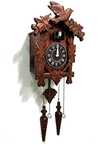 Handcrafted Wooden Cuckoo Wall Clock with Night Sensor and Volume Control
