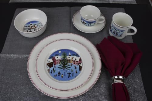 Villeroy & Boch Naif Christmas Collection Tea Cup & Saucer Set 5.75in Premium Porcelain, White, Made in Germany