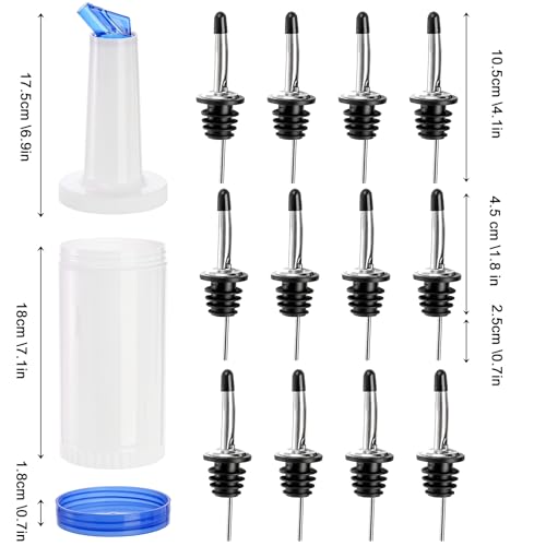 6 Pack Plastic Juice Dispenser Bottles with Stainless Steel Pourers, 34 OZ Bar & Home Kitchen Liquor & Juice Storage