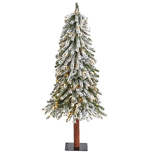 Nearly Natural 4ft Pre-Lit Flocked Artificial Christmas Tree with 100 Lights