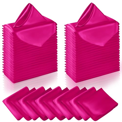 Manyshofu 20x20 Inch Hot Pink Satin Napkins Set of 60 Reusable Party Table Decor