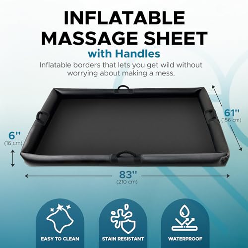 Inflatable Nuru Massage Sheet with Handles and USB-C Pump, 210x156cm
