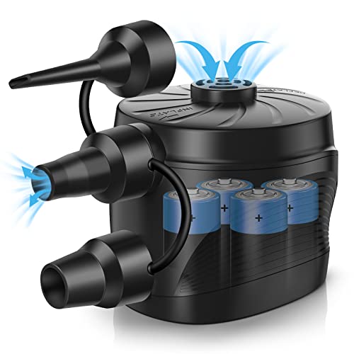 Portable Battery Powered Electric Air Pump with 3 Nozzles for Inflatables