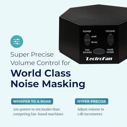 Compact White Noise Sound Machine for Sleep - 20 Non-Looping Sounds, Black