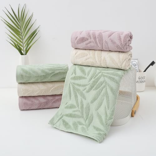 Decorative Leaf Pattern Hand Towels - 100% Cotton, Soft & Absorbent (Set of 2)
