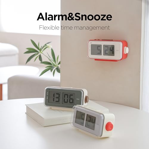 Retro Flip Clock with Alarm, Temperature, and Date Display (Red)