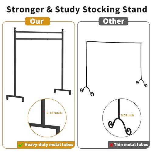 Freestanding Christmas Stocking Holder Stand with 8 Hooks, Metal Floor Rack