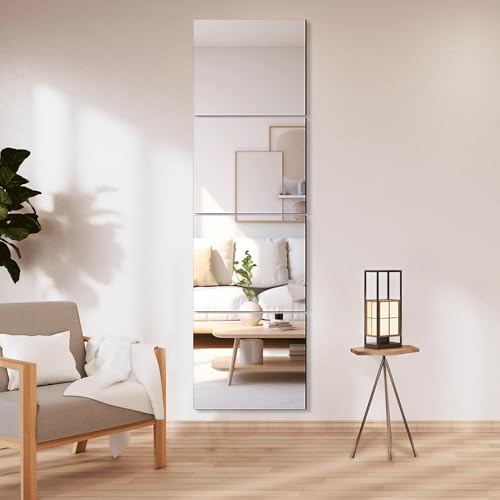 Frameless Glass Mirror Tiles 14" x 12" (4-Pack) - Full Length Wall Mirror