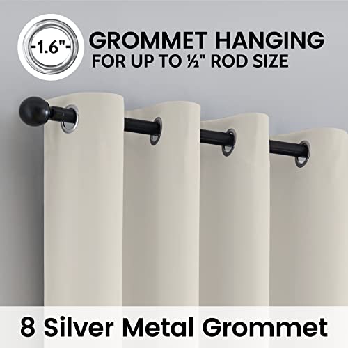 100% Blackout Curtains 84 Inch - Thermal Insulated Grommet Drapes, Cream (Set of 2)