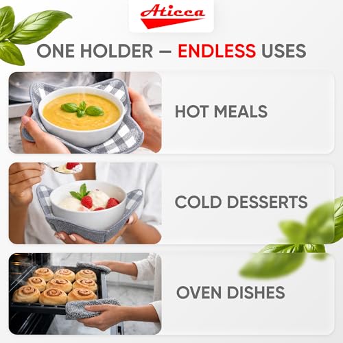 Microwave Bowl Cozy Holders, Heat-Proof Fabric Potholders - 4-Pack