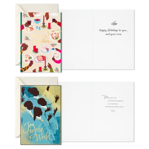 Holiday Angel and Choir Christmas Cards - Mahogany 12-Pack with Religious Sentiments