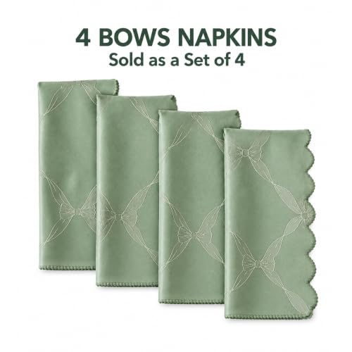 Newbridge 70" Round Sage Green Ribbons & Bows Damask Tablecloth