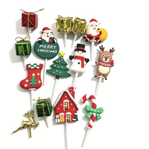 15-Piece Christmas Cake Topper Set - Festive Holiday Decorations for Cakes & Cupcakes