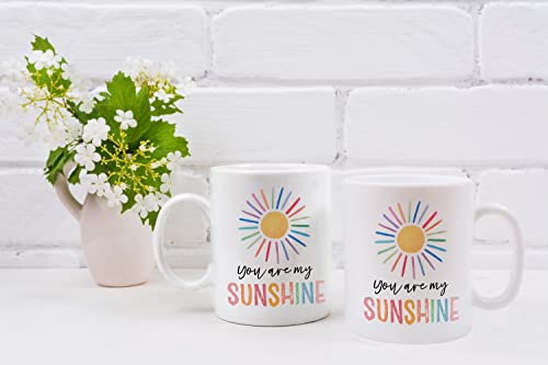 QASHWEY Colorful Sunshine Coffee Mug - Inspirational Gift for Women Girls Kids - Double Side Printed Ceramic 11oz - Variant 3