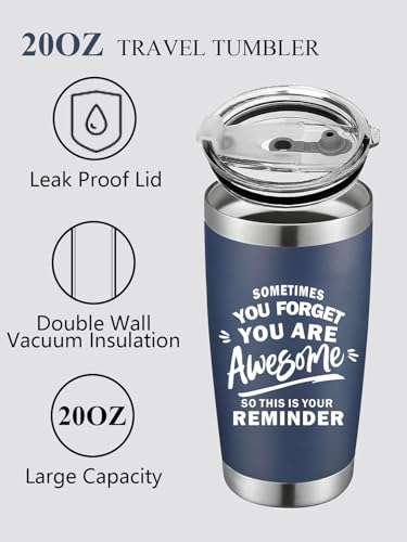 MAQLON 20 oz Navy Blue Inspirational Travel Tumbler - Coffee & Cold Drink Mug