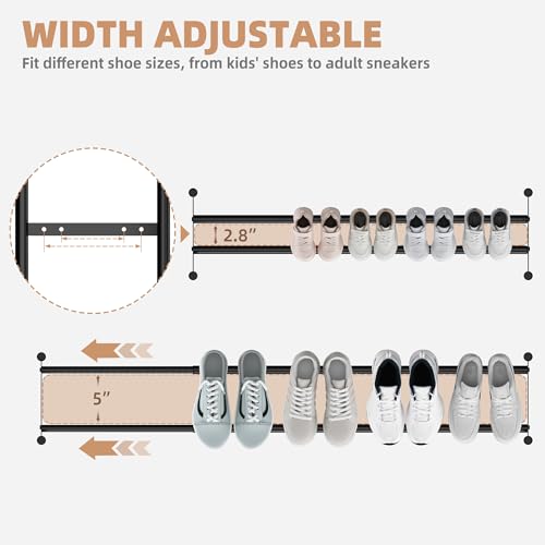 3-Tier Expandable Shoe Rack, Adjustable Metal Stackable Shoe Organizer