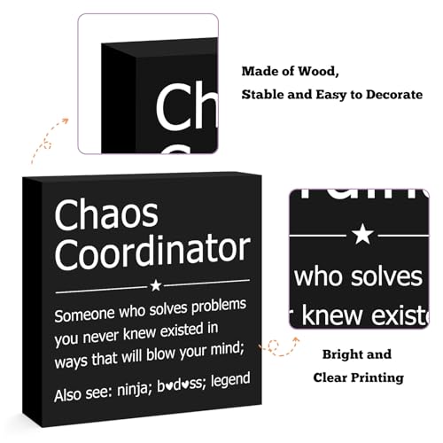 Chaos Coordinator Gifts Wooden Box Sign 5in x 5in x 1.1in, Xiahuyu 003
