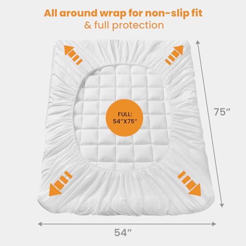 MATBEBY Full Size Mattress Pad - Cooling Breathable Quilted Mattress Topper with 21" Deep Pocket