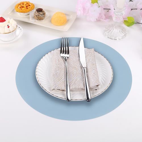 13-Inch Round Disposable Paper Placemats, Dusty Blue, 100-Pack