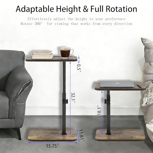 C-Shaped Swivel TV Tray Table - Height Adjustable Laptop & Snack Desk