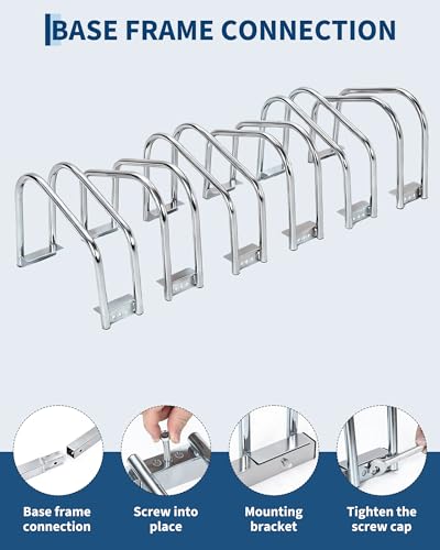 6-Bike Freestanding Floor Stand - Heavy Duty Adjustable Garage Bike Rack