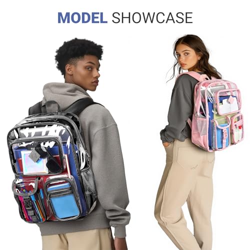 17-Inch Clear Backpack Heavy Duty Transparent Bookbag for School & Work