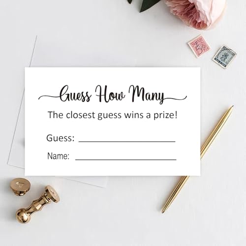 KONKAVA Guess How Many Game Cards for Baby Shower (50 Pack, 3.5" x 2") - Minimalist Design