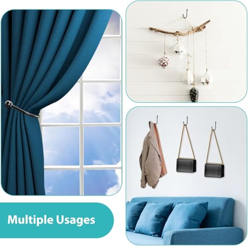 8 Pcs U-Shaped Metal Curtain Holdbacks, Black Wall Mounted Tie Backs