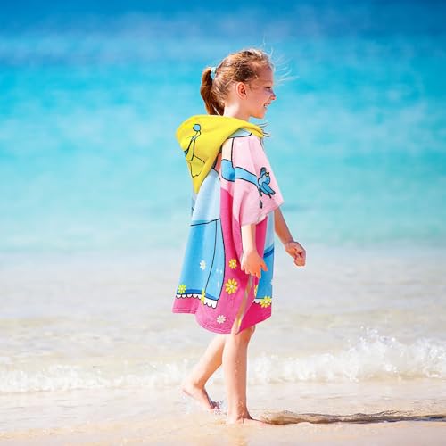 Kids Hooded Beach Towel Poncho for Toddler Girls - Soft Swim Cover-Up