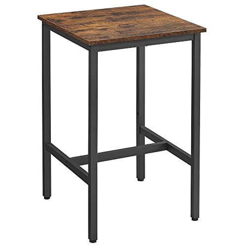 Square Bar Table, Rustic Brown High Top Dining Table for Small Spaces