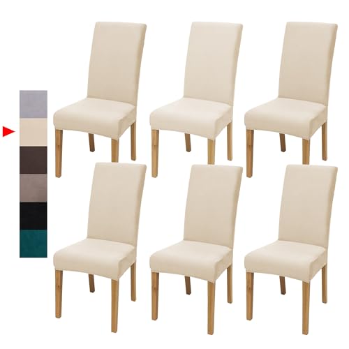 Stretch Velvet Dining Chair Covers Set of 6 - Washable & Detachable