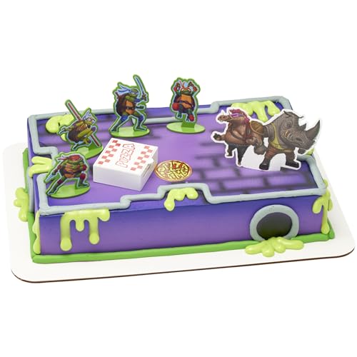 6-Piece Turtle Hero Cake Topper Set with Pizza Launcher Decoration