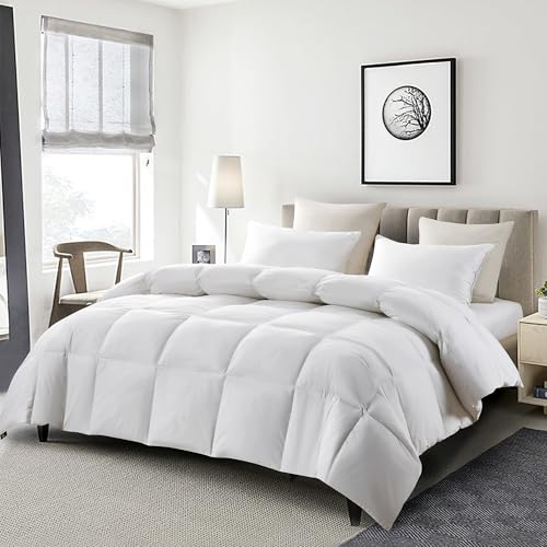 Serta Goose Feather & Down Fiber Comforter - All Season Cotton Duvet Insert