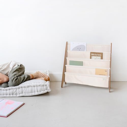 4-Tier Recycled Kids Bookshelf - Front-Facing Toddler Book Organizer