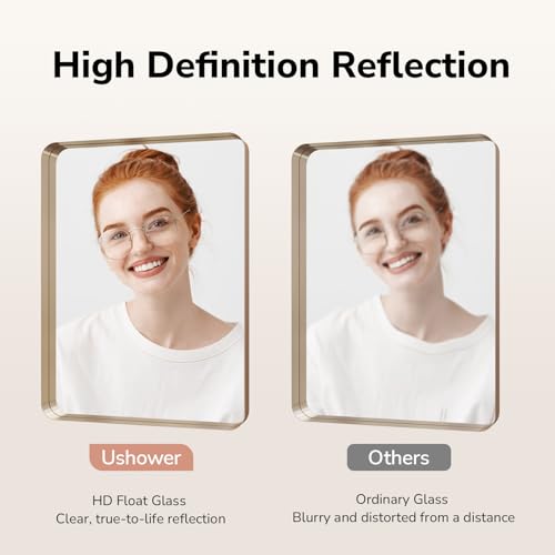24x36 Brushed Gold Bathroom Mirror - 2 Pack, Rustproof Aluminum Frame
