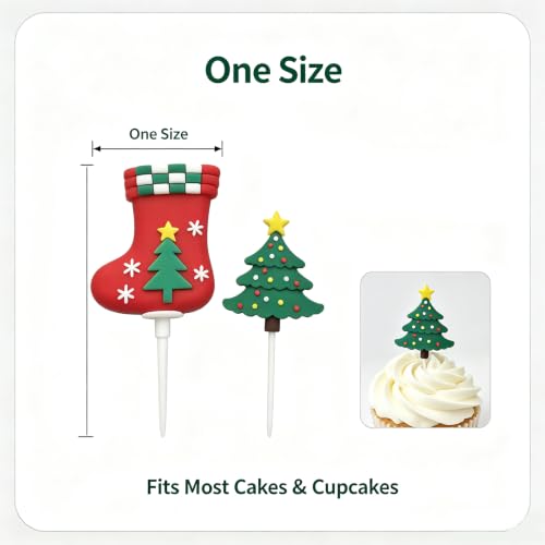 15-Piece Christmas Cake Topper Set - Festive Holiday Decorations for Cakes & Cupcakes