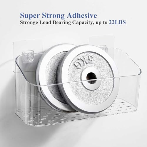 Clear Bath Toy Storage Organizer - No-Drill Adhesive Shower Caddy, 2 Pack