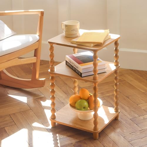 3-Tier Modern End Table with Open Shelves, Small Side Table for Bedroom