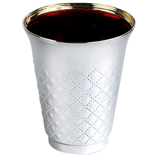 Disposable Silver Kiddush Cups with Diamond Pattern - 5 oz, 10 Pack