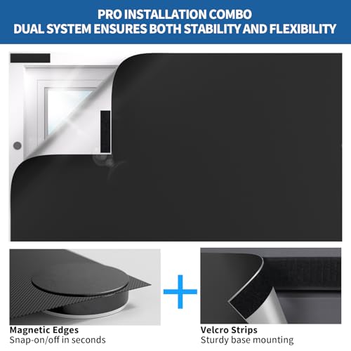 Portable Magnetic Blackout Curtains - 39x57 Inch, No Drill, Cuttable Shades for Total Darkness