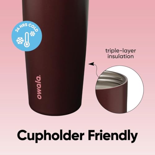 Owala FreeSip Sway Stainless Steel Water Bottle 30 oz Black Cherry