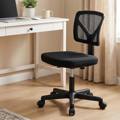 Small Armless Mesh Desk Chair - Ergonomic Swivel Rolling Office Chair