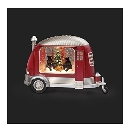 Lighted Swirl Bear Camper by Fire Tabletop Figurine, 8-Inch Christmas Decor
