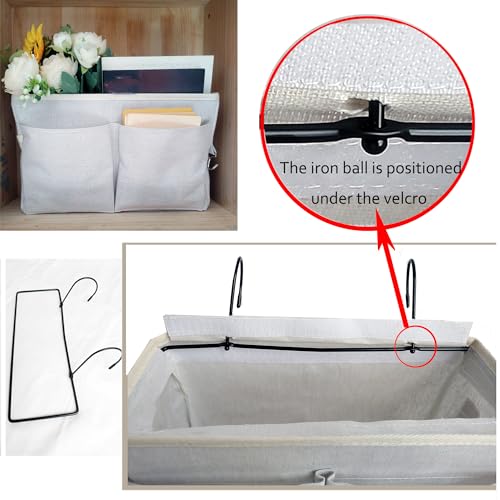 Bedside Caddy Organizer for Bunk Beds & Dorm Rails - Sturdy Canvas Storage